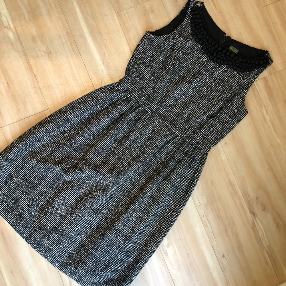 Beautiful Black & White Dress with fancy collar